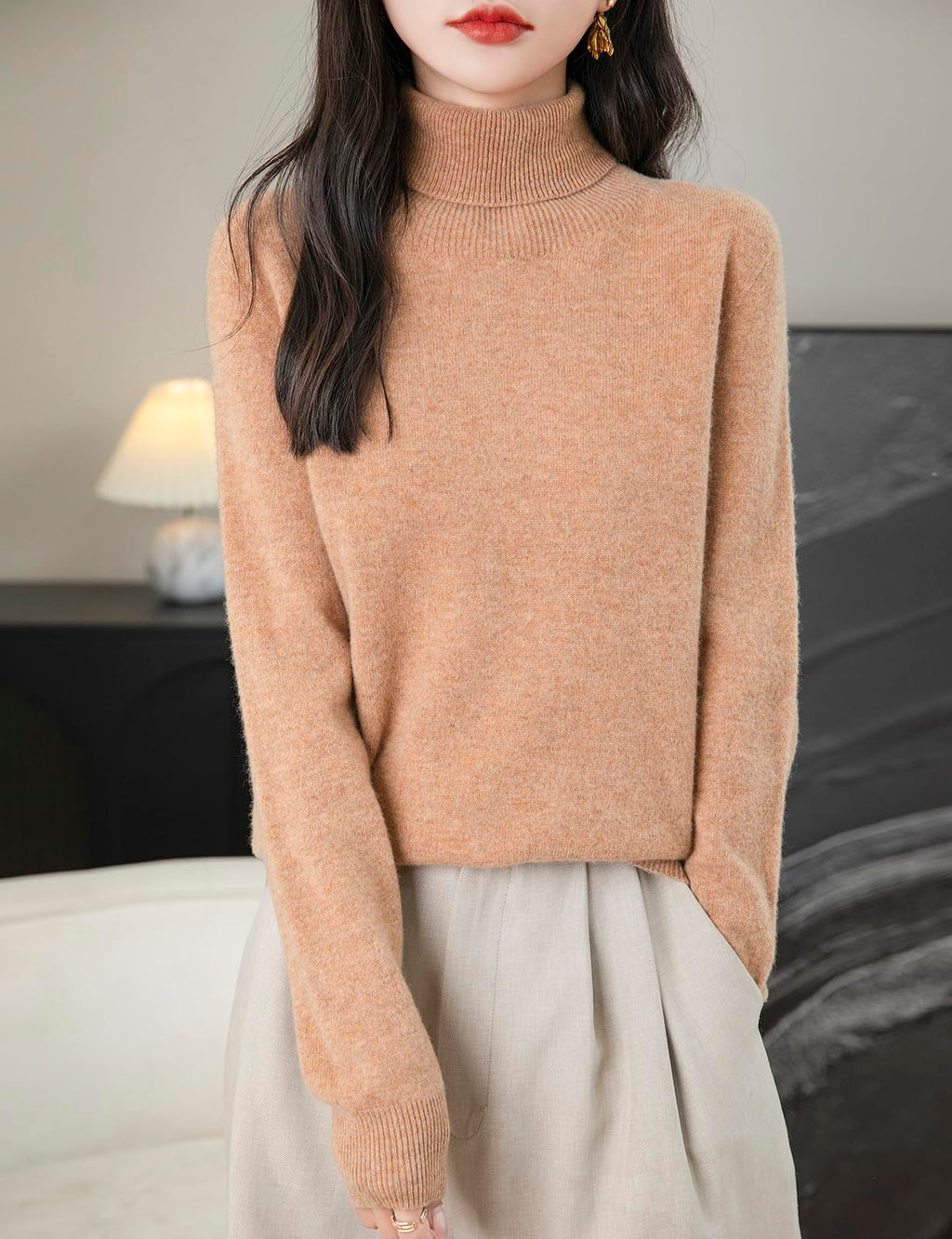 Chanyarn Women's Turtleneck 100% Merino Wool 2025 First-Line Ready to Wear Fall Winter Seamless Knit Pullover Sweater