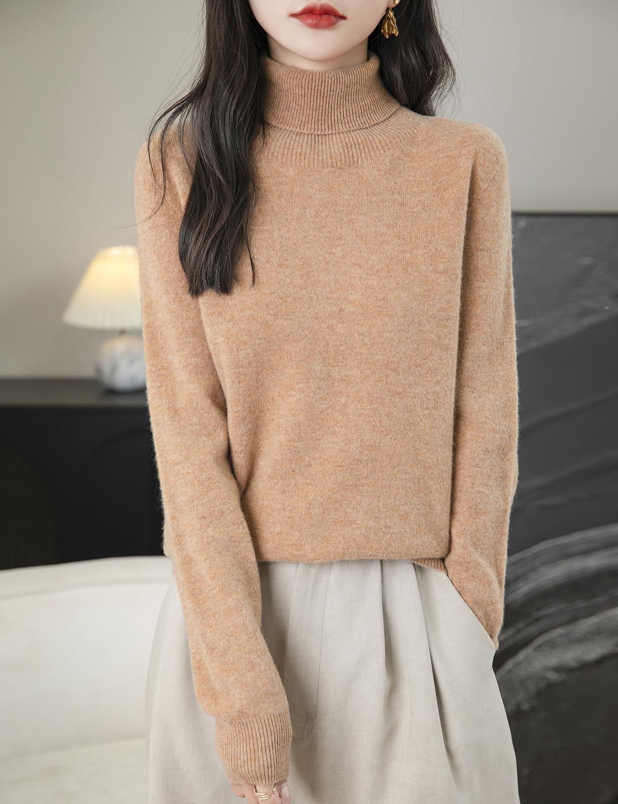 Chanyarn Women's Turtleneck 100% Merino Wool 2025 First-Line Ready to Wear Fall Winter Seamless Knit Pullover Sweater