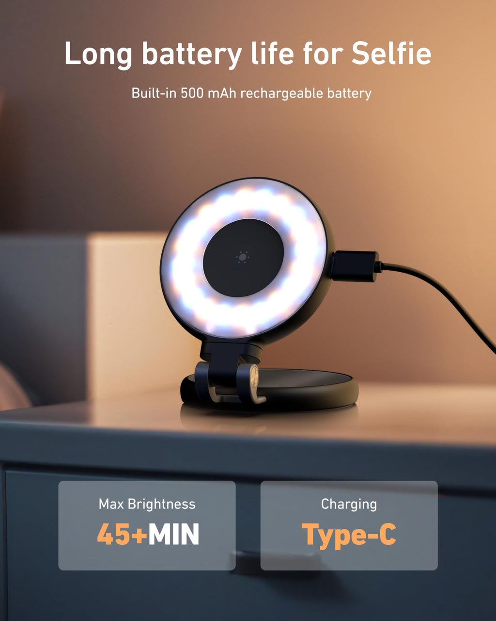 TELESIN C03 Magnetic Phone Beauty Selfie Light Compatible with iPhone Magsafe, CRI97 360° LED Selfie Ring Fill Light with Mirror for Selfies/Photography/TikTok/Zoom Calls/Video Conference(Black)