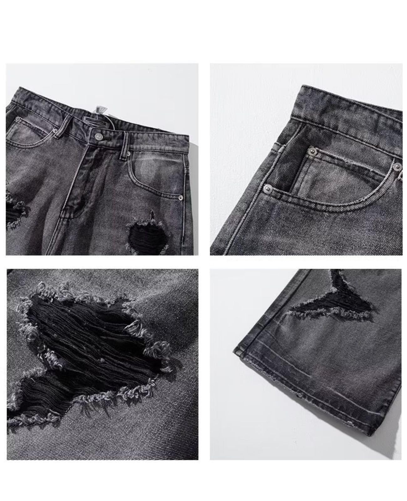 Baggy Jeans for Women Men Ripped Straight Leg Pants High Waisted Distressed Jeans Y2K Grunge Summer Clothes.
