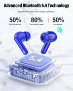 Wireless Earbuds, Bluetooth 5.4 Headphones Bass Stereo, Ear Buds with Noise Cancelling Mic, LED Display in Ear Earphones Clear Calls, IP7 Waterproof Bluetooth Earbuds for Laptop/Phones/Sports, Black