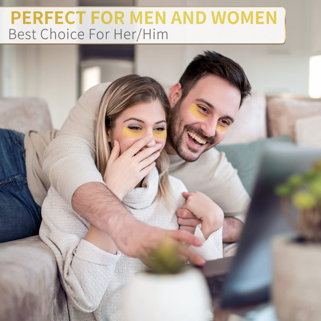 24K Gold Under Eye Patches - 60 Pack for Puffy Eyes, Dark Circles, Bags & Wrinkles with Collagen & Hyaluronic Acid - Eye Care Pads for Daily Skincare (Gold)