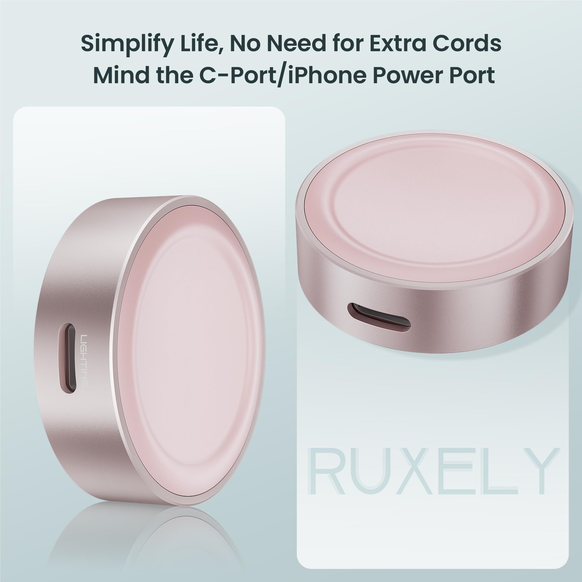 Ruxely Magnetic Charger for Apple Watch,Portable Wireless Fast iWatch Charger Adapter with USB C & iPhone Power Port,Short Apple Watch Charging Cable for iWatch Series 11 10 9 8 7 6,Ultra 3,42/46/44mm