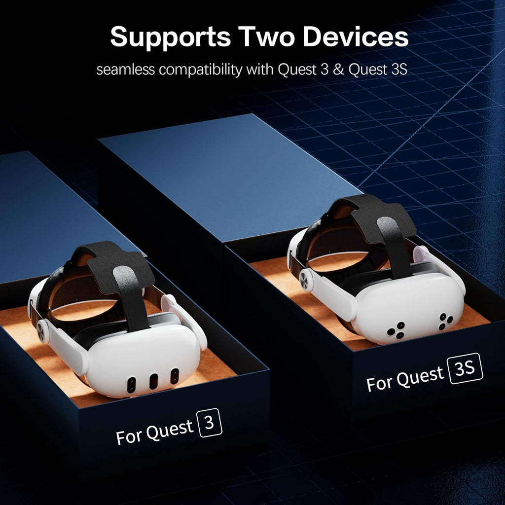 Head Strap for Oculus Meta Quest 3S Quest 3, Fashion Adjustable Comfort Enhanced Support VR Headset Accessories Strap No Battery Reduce Facial Stress and Gaming Immersion