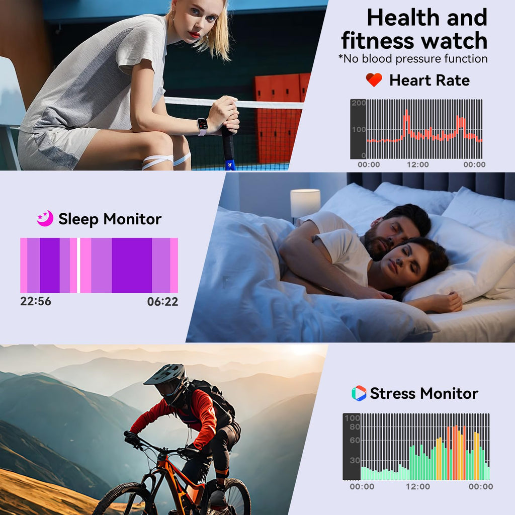 Smart Watch for Men Women, 1.83" HD Touchsreen, Bluetooth Calling, 5 ATM Water-Resistance, 130+ Sports Modes, Health, Fitness & Sleep Tracker, Timer, Fitness Watch for Android/iOS, Purple