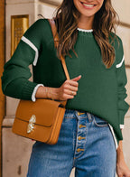 SHEWIN Womens Sweaters Crewneck Long Sleeve Knit Pullover Sweater Casual Fall Tops for Women 2025