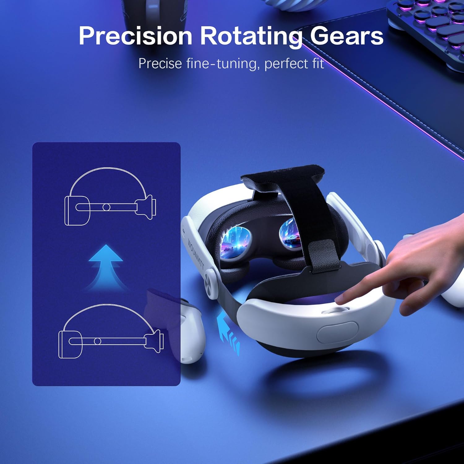 Head Strap for Oculus Meta Quest 3S Quest 3, Fashion Adjustable Comfort Enhanced Support VR Headset Accessories Strap No Battery Reduce Facial Stress and Gaming Immersion