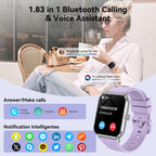 Smart Watch for Men Women, 1.83" HD Touchsreen, Bluetooth Calling, 5 ATM Water-Resistance, 130+ Sports Modes, Health, Fitness & Sleep Tracker, Timer, Fitness Watch for Android/iOS, Purple