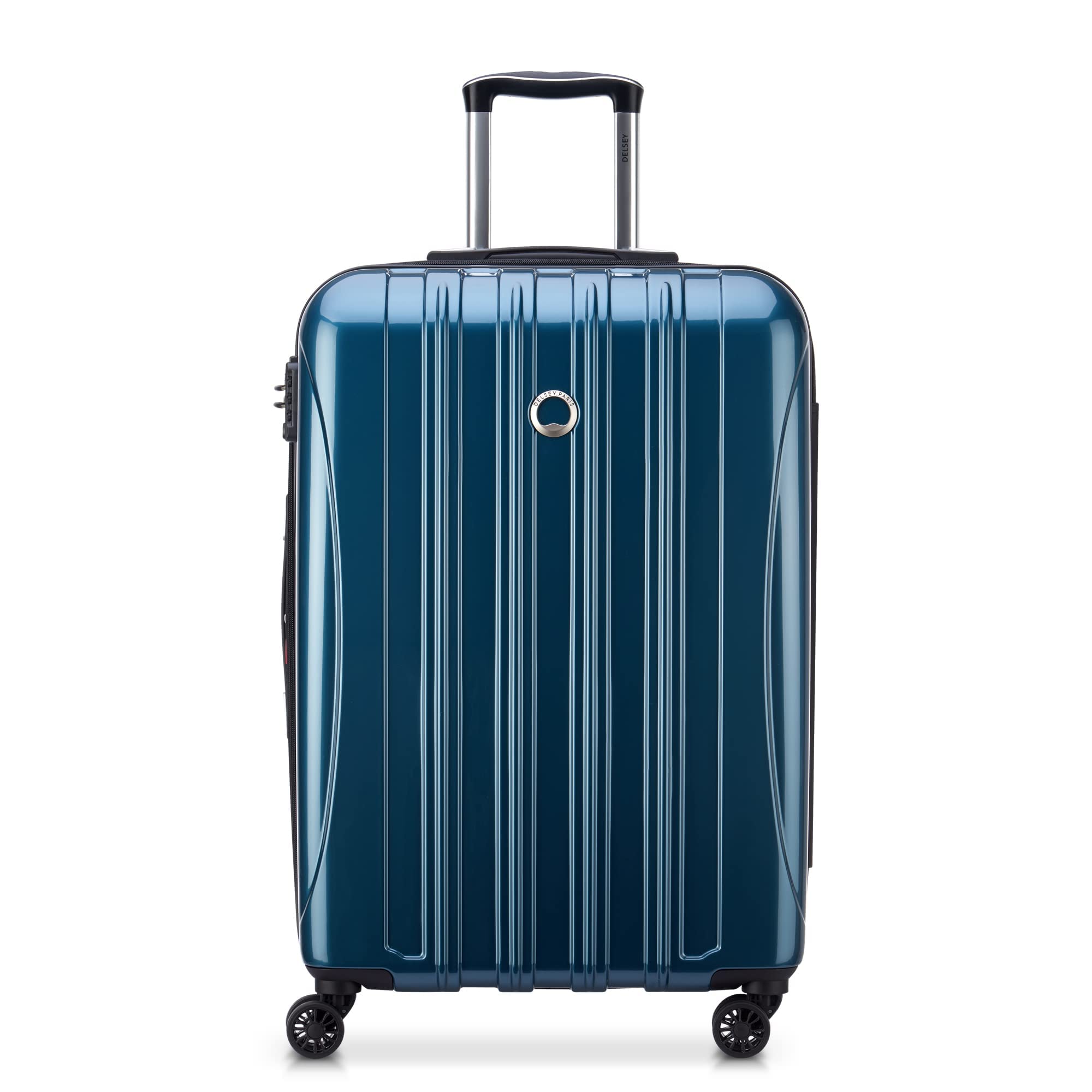 DELSEY PARIS Helium Aero Hardside Expandable Luggage with Spinner Wheels, Blue Cobalt, Checked-Large 28 Inch