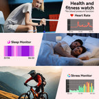 Smart Watch for Men Women, 1.83" HD Touchsreen, Bluetooth Calling, 5 ATM Water-Resistance, 130+ Sports Modes, Health, Fitness & Sleep Tracker, Timer, Fitness Watch for Android/iOS, Purple