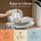 Mallify Foldable High Chairs for Babies and Toddlers, 3-in-1 Convertible Baby High Chair with Removable Soft Cushion and Tray, Adjustable Height & Recline, Lockable Wheels, Dark Blue