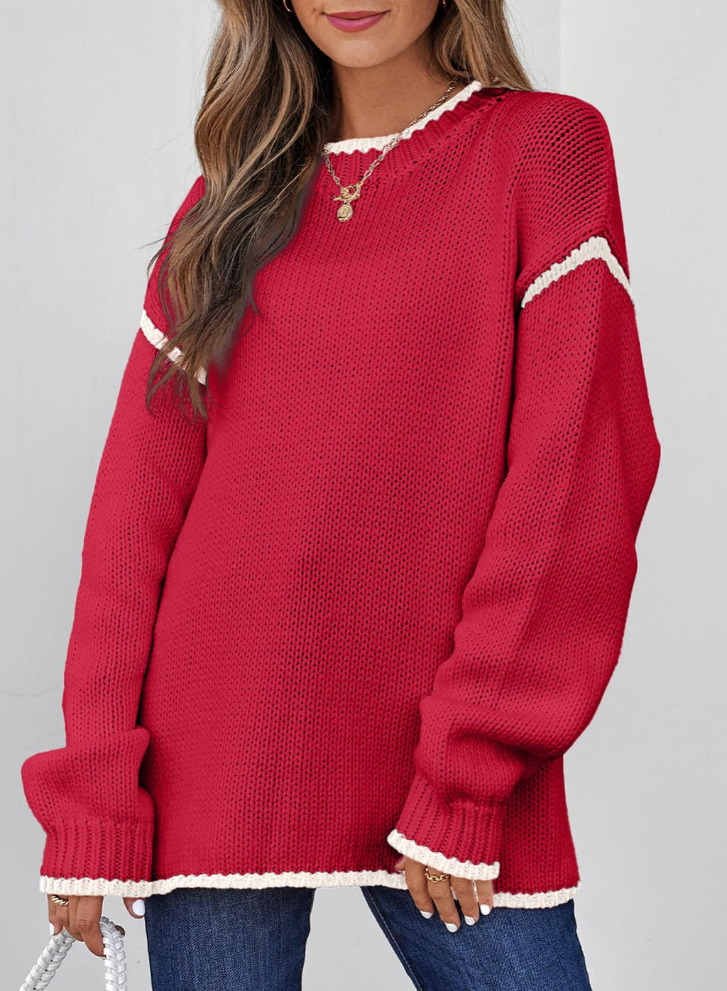 SHEWIN Womens Sweaters Crewneck Long Sleeve Knit Pullover Sweater Casual Fall Tops for Women 2025