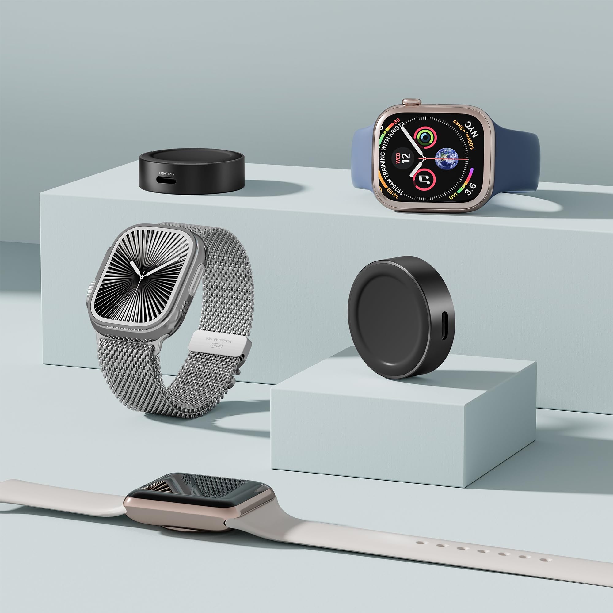 Ruxely Magnetic Charger for Apple Watch,Portable Wireless Fast iWatch Charger Adapter with USB C & iPhone Power Port,Short Apple Watch Charging Cable for iWatch Series 11 10 9 8 7 6,Ultra 3,42/46/44mm