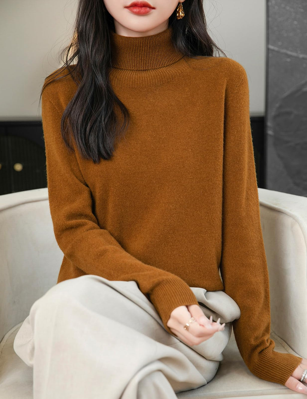 Chanyarn Women's Turtleneck 100% Merino Wool 2025 First-Line Ready to Wear Fall Winter Seamless Knit Pullover Sweater