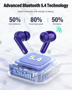 Wireless Earbuds, Bluetooth 5.4 Headphones Bass Stereo, Ear Buds with Noise Cancelling Mic, LED Display in Ear Earphones Clear Calls, IP7 Waterproof Bluetooth Earbuds for Laptop/Phones/Sports, Black