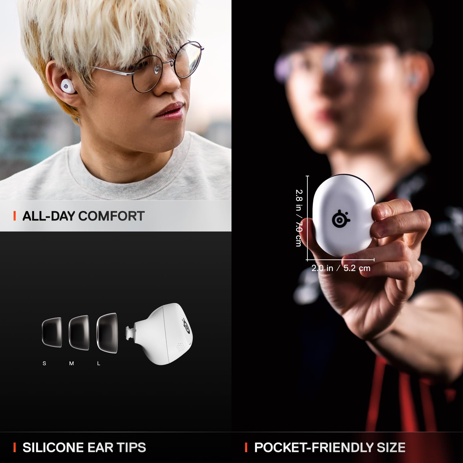 Arctis GameBuds for PlayStation/PC/Switch/Mobile — 2.4GHz + Bluetooth 5.3 Earbuds — Active Noise Cancelling — Mobile App Sound Presets — Water Resistant IP55 — 40H Battery with Qi Charging Case