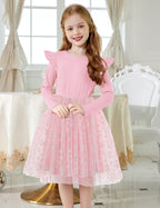 Arshiner Toddler Girls Tutu Dresses Long Sleeve Ruffle Fall Winter Holiday Star Sequin Tulle Dress 2-6Y