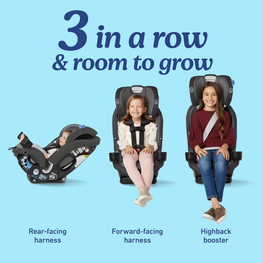 Graco Slimfit 3-in-1 Convertible Car Seat, Ultra-Space-Saving Design, Jarret, Suitable for Rear and Forward-Facing, Highback Booster Seat with 10-Position Headrest