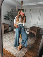 Athlisan Womens Baggy Wide Leg Palazzo Pants Casual Loose Drawstring Elastic Waisted Lounge Trousers with Pockets