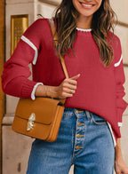 SHEWIN Womens Sweaters Crewneck Long Sleeve Knit Pullover Sweater Casual Fall Tops for Women 2025