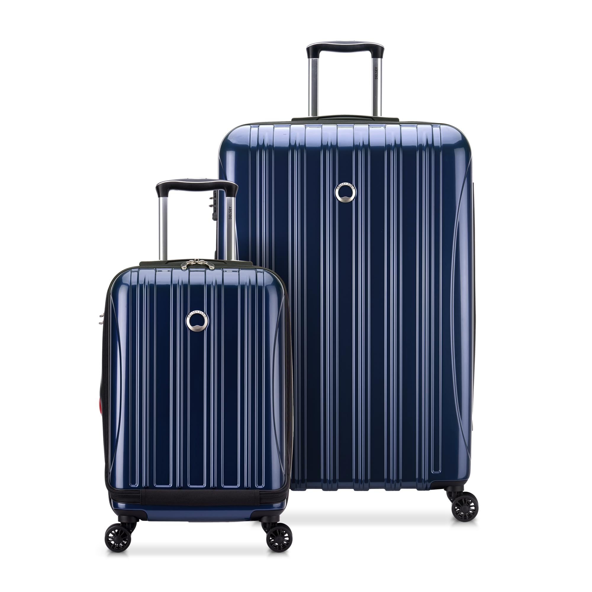 DELSEY PARIS Helium Aero Hardside Expandable Luggage with Spinner Wheels, Blue Cobalt, Checked-Large 28 Inch