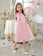 Arshiner Toddler Girls Tutu Dresses Long Sleeve Ruffle Fall Winter Holiday Star Sequin Tulle Dress 2-6Y