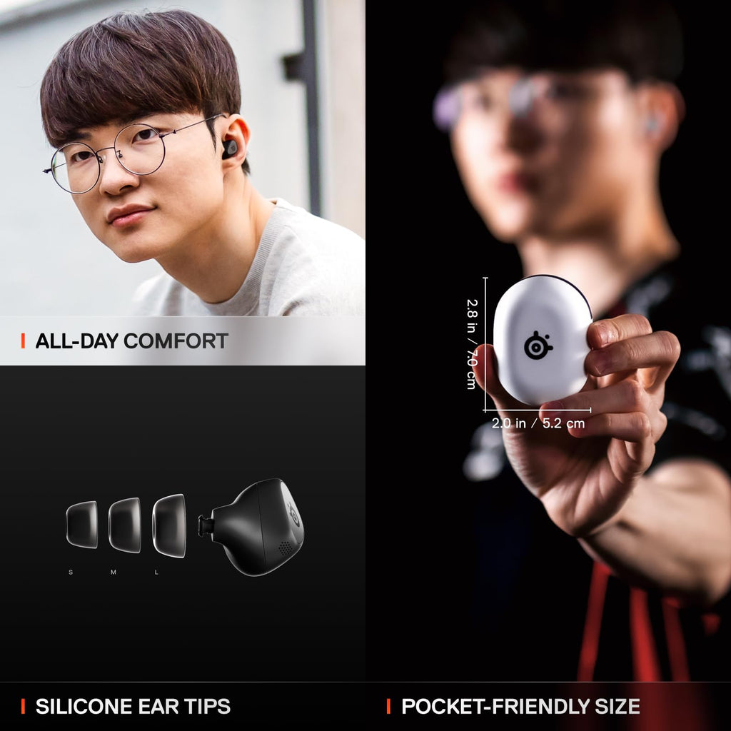 Arctis GameBuds for PlayStation/PC/Switch/Mobile — 2.4GHz + Bluetooth 5.3 Earbuds — Active Noise Cancelling — Mobile App Sound Presets — Water Resistant IP55 — 40H Battery with Qi Charging Case