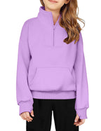 Arshiner Girls Half Zip Sweatshirt Fleece Quarter Zip Pullover Sweatshirts Fall Clothes for Teen Girls Thumb Hole