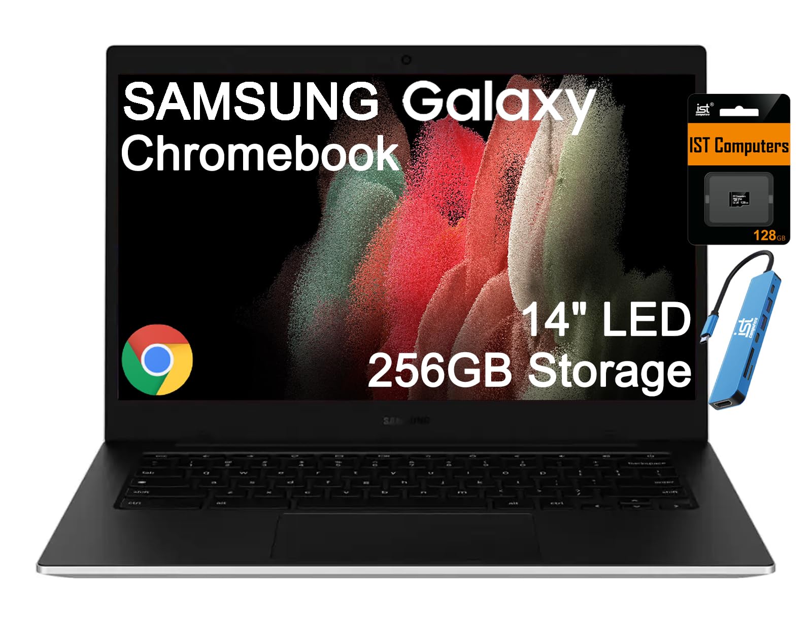 Samsung 14" Galaxy Chromebook Go Laptop PC Computer, Intel Celeron N4500 Processor, 4GB RAM, 64GB Storage, ChromeOS, XE340XDA-KA2US, Student Laptop, Silver
