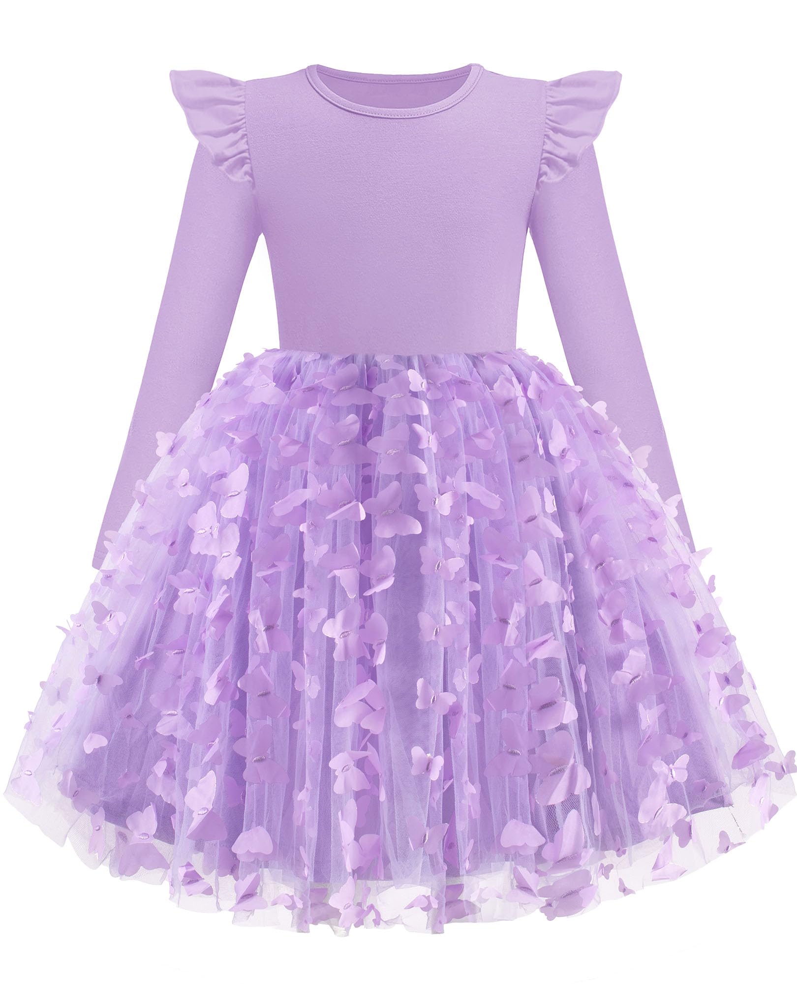 Arshiner Toddler Girls Tutu Dresses Long Sleeve Ruffle Fall Winter Holiday Star Sequin Tulle Dress 2-6Y