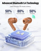 Wireless Earbuds, Bluetooth 5.4 Headphones Bass Stereo, Ear Buds with Noise Cancelling Mic, LED Display in Ear Earphones Clear Calls, IP7 Waterproof Bluetooth Earbuds for Laptop/Phones/Sports, Black