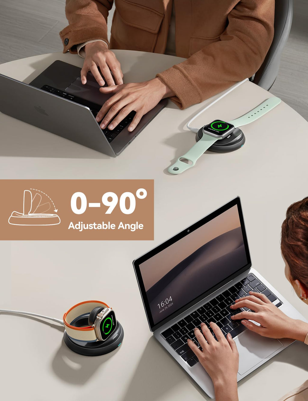 JOYROOM Apple Watch Charger Stand, Portable Magnetic iWatch Charger with Cord, Foldable Fast Charger for Apple Watch Series 10/9/8/7/6/5/SE/Ultra 2, Nightstand Mode Support, White