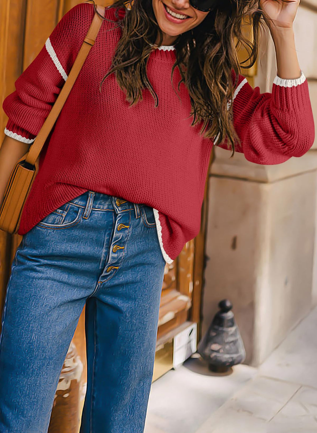 SHEWIN Womens Sweaters Crewneck Long Sleeve Knit Pullover Sweater Casual Fall Tops for Women 2025