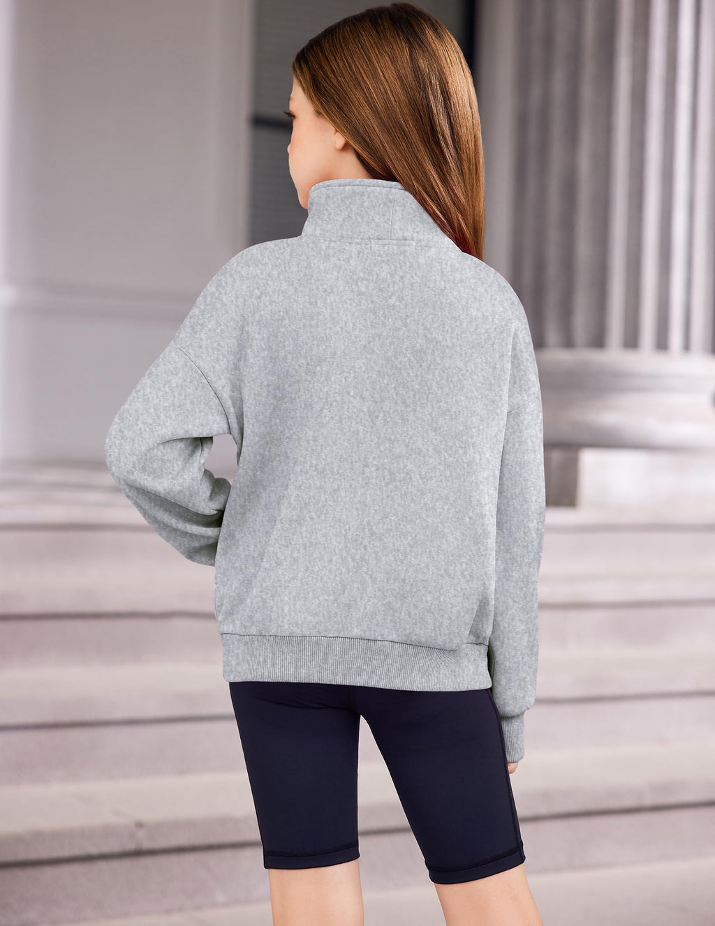 Arshiner Girls Half Zip Sweatshirt Fleece Quarter Zip Pullover Sweatshirts Fall Clothes for Teen Girls Thumb Hole