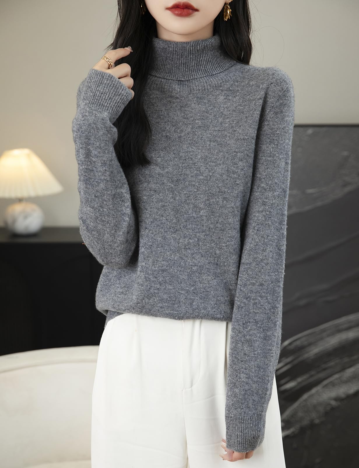 Chanyarn Women's Turtleneck 100% Merino Wool 2025 First-Line Ready to Wear Fall Winter Seamless Knit Pullover Sweater