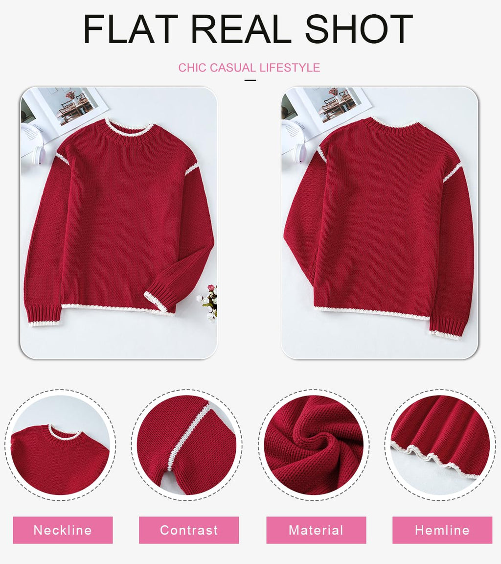 SHEWIN Womens Sweaters Crewneck Long Sleeve Knit Pullover Sweater Casual Fall Tops for Women 2025