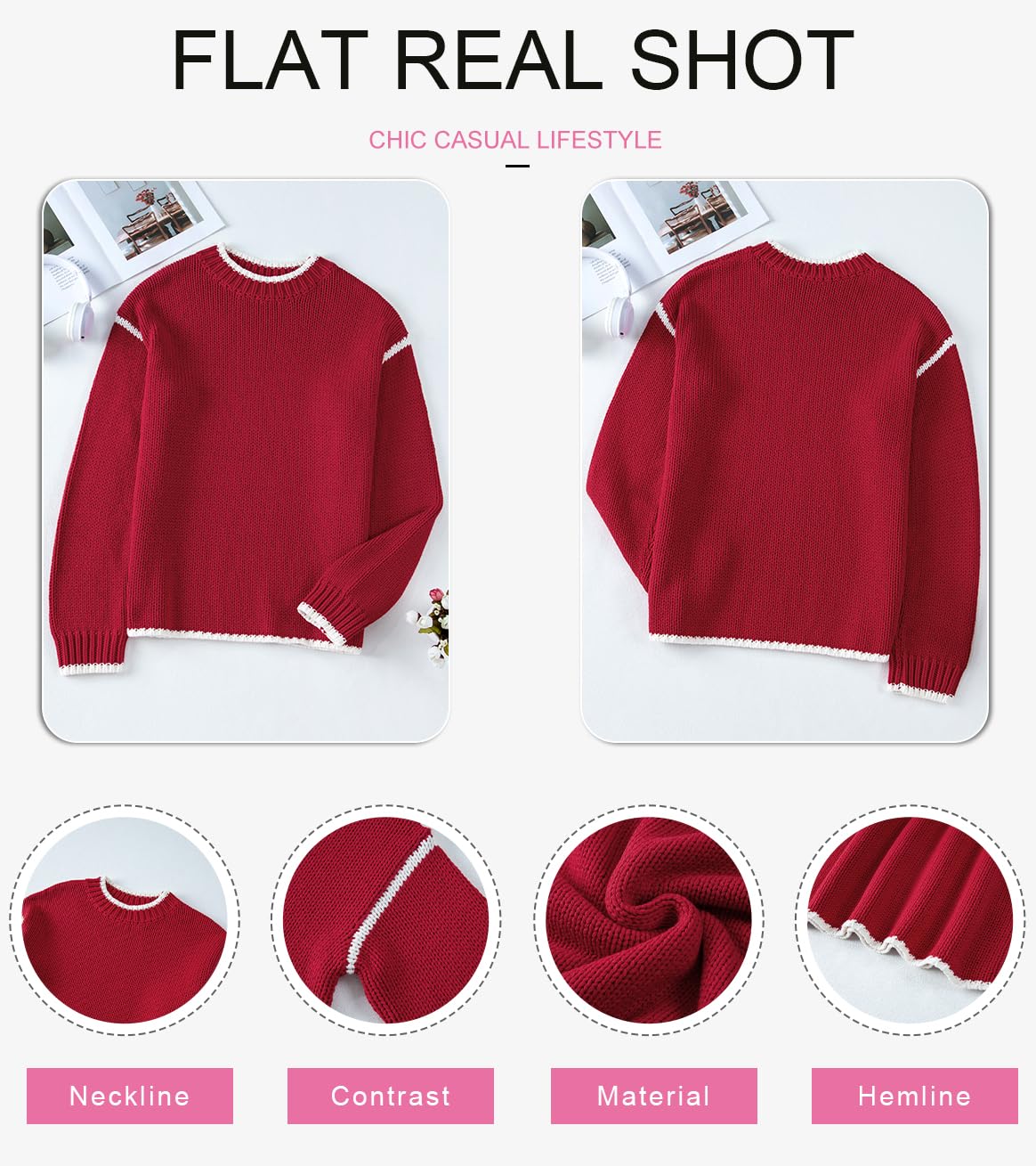 SHEWIN Womens Sweaters Crewneck Long Sleeve Knit Pullover Sweater Casual Fall Tops for Women 2025