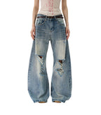Baggy Jeans for Women Men Ripped Straight Leg Pants High Waisted Distressed Jeans Y2K Grunge Summer Clothes.