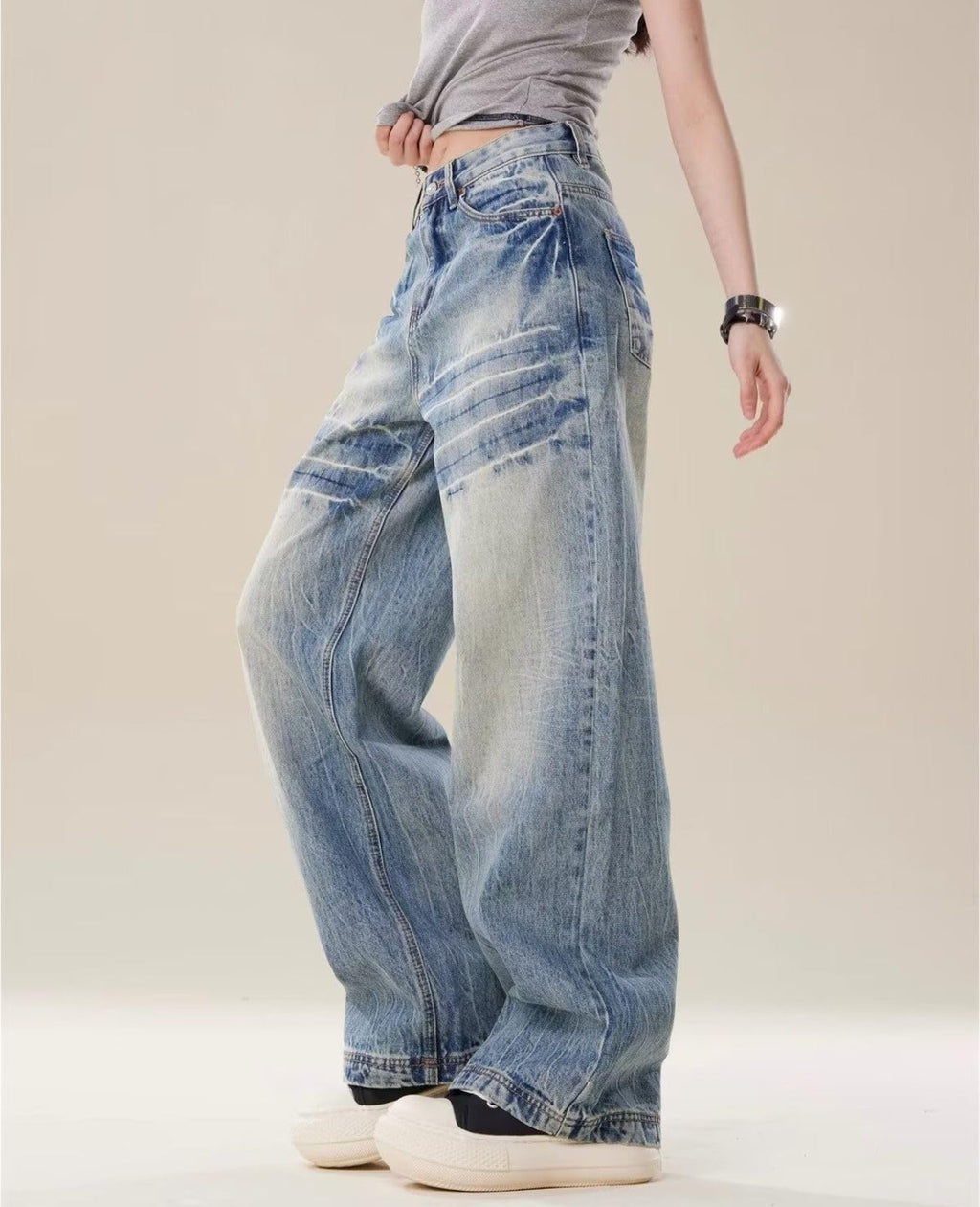 Baggy Jeans for Women Men Ripped Straight Leg Pants High Waisted Distressed Jeans Y2K Grunge Summer Clothes.