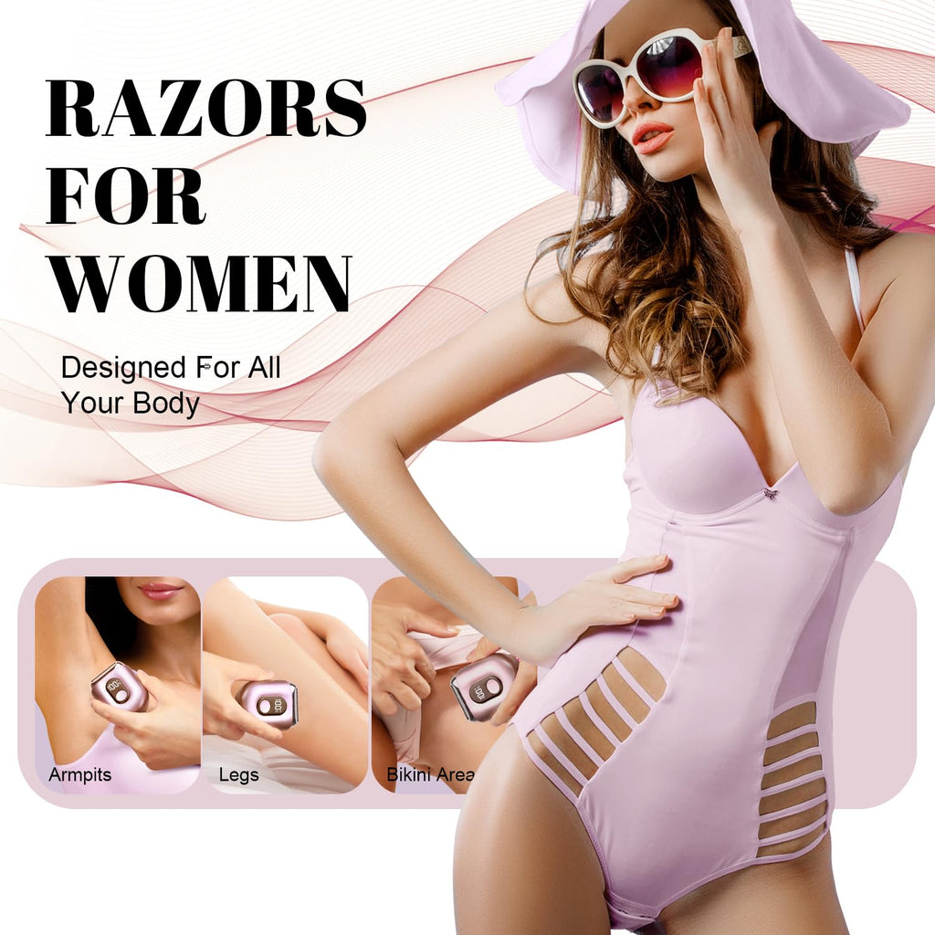 Cordless Electric Shaver for Women: Mini Electric Razors with LED Display - Rechargeable Bikini Trimmer - IPX7 Waterproof Wet Dry Face Razor for Body Pubic Leg