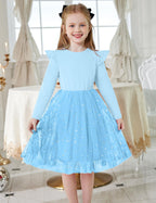 Arshiner Toddler Girls Tutu Dresses Long Sleeve Ruffle Fall Winter Holiday Star Sequin Tulle Dress 2-6Y