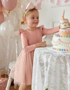 Arshiner Toddler Girls Tutu Dresses Long Sleeve Ruffle Fall Winter Holiday Star Sequin Tulle Dress 2-6Y