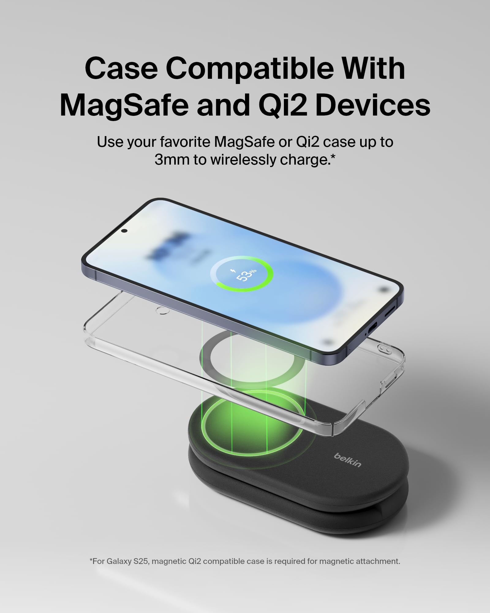 Belkin 3-in-1 MagSafe-Compatible iPhone Charger - Foldable Magnetic Qi2 Certified, MagSafe Charging Station for Phone, Apple Watch, AirPods - Wireless for Multiple Devices