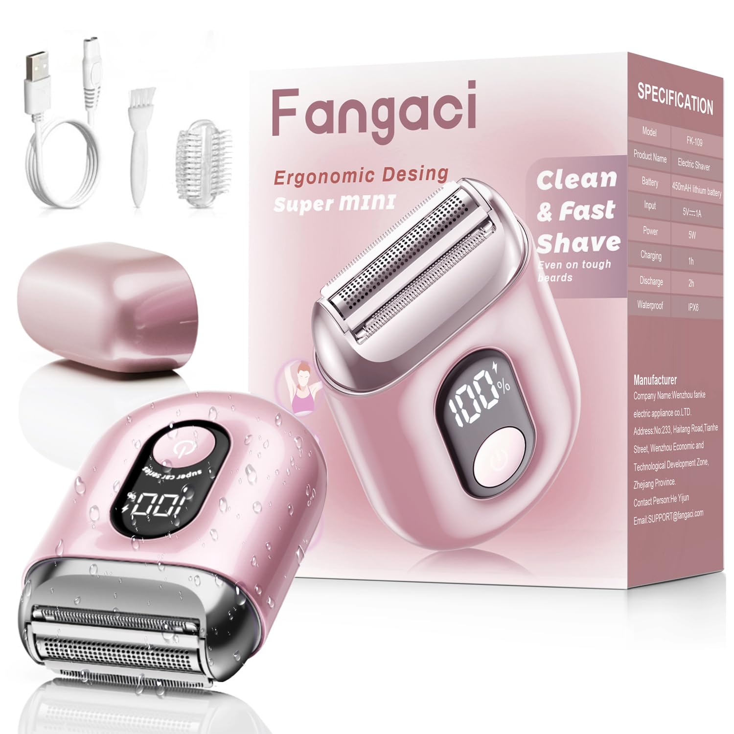 Cordless Electric Shaver for Women: Mini Electric Razors with LED Display - Rechargeable Bikini Trimmer - IPX7 Waterproof Wet Dry Face Razor for Body Pubic Leg