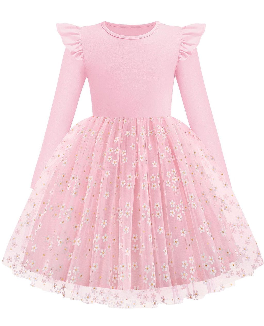 Arshiner Toddler Girls Tutu Dresses Long Sleeve Ruffle Fall Winter Holiday Star Sequin Tulle Dress 2-6Y