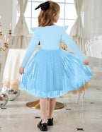 Arshiner Toddler Girls Tutu Dresses Long Sleeve Ruffle Fall Winter Holiday Star Sequin Tulle Dress 2-6Y