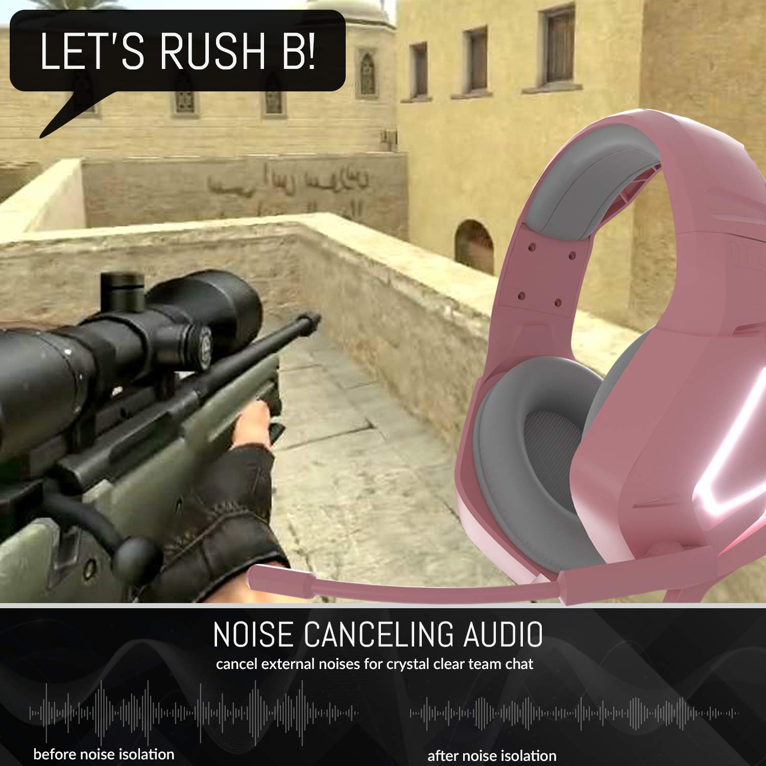 Orzly Gaming Headset with Mic for Nintendo Switch OLED and Lite Joycon Color Match with Led Light Microphone & Remote - Hornet RXH-20 Tanami Edition