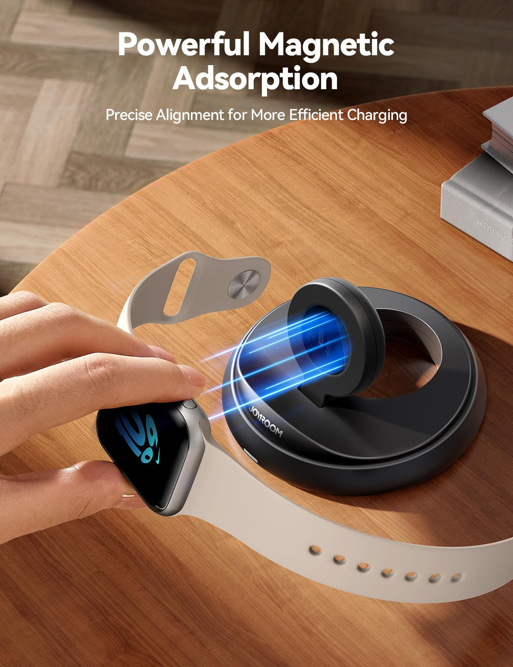 JOYROOM Apple Watch Charger Stand, Portable Magnetic iWatch Charger with Cord, Foldable Fast Charger for Apple Watch Series 10/9/8/7/6/5/SE/Ultra 2, Nightstand Mode Support, White