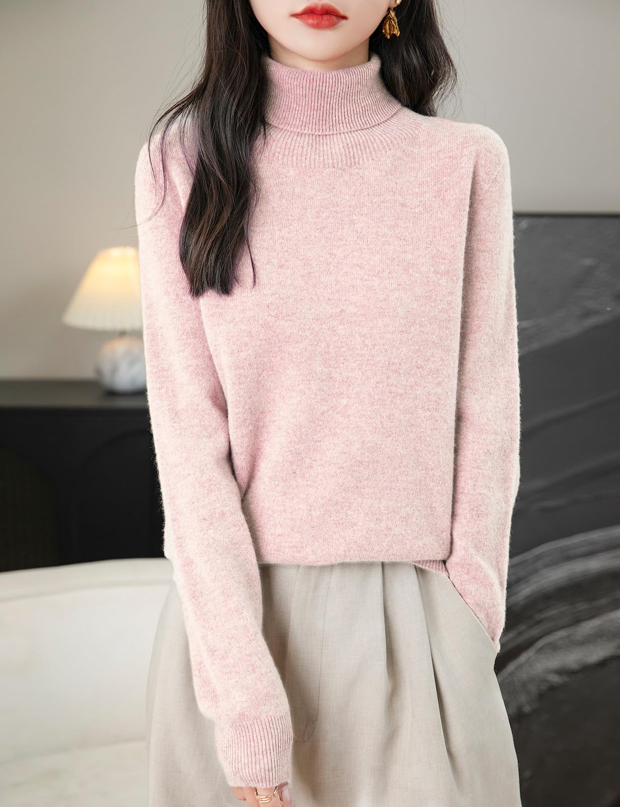 Chanyarn Women's Turtleneck 100% Merino Wool 2025 First-Line Ready to Wear Fall Winter Seamless Knit Pullover Sweater