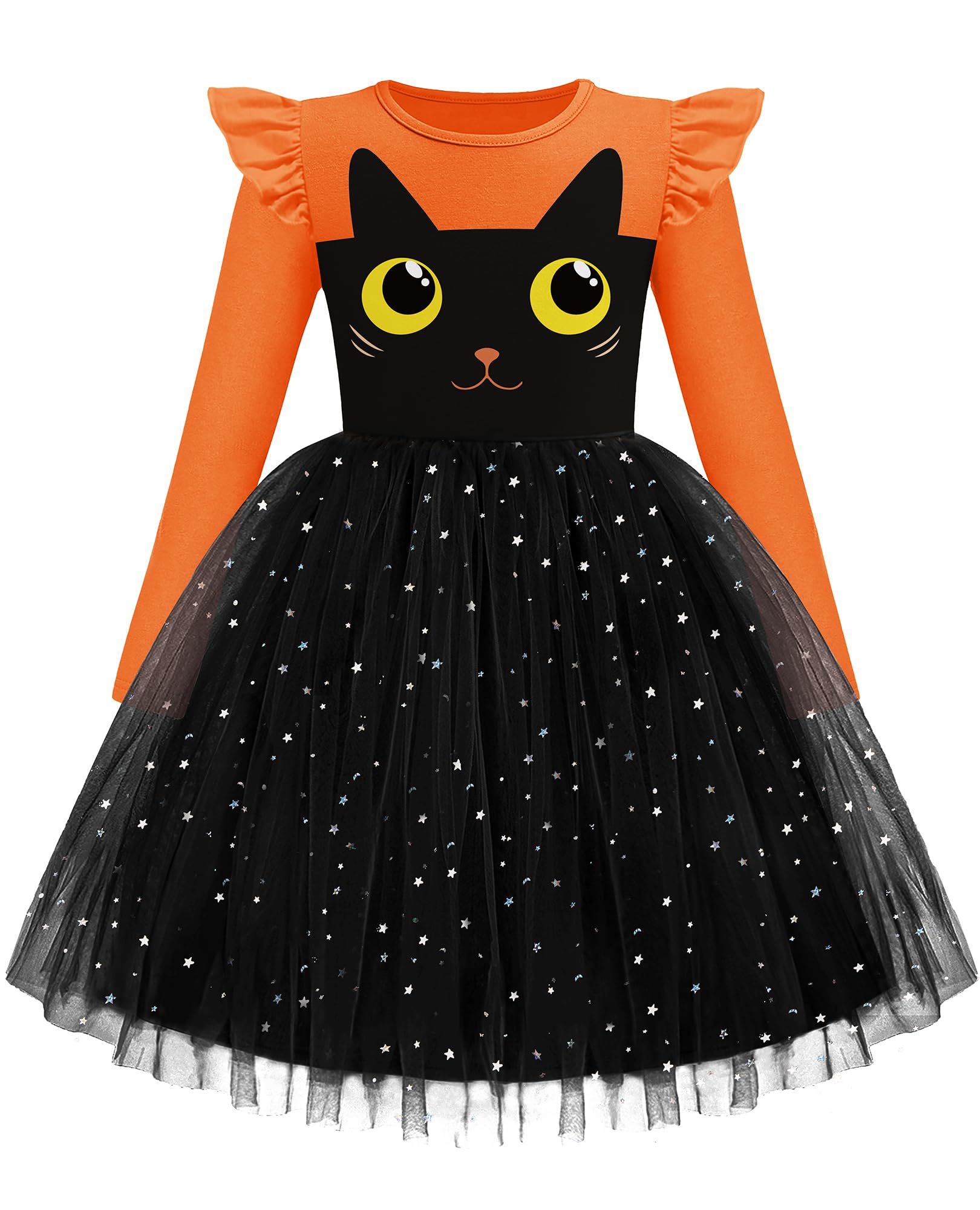 Arshiner Toddler Girls Tutu Dresses Long Sleeve Ruffle Fall Winter Holiday Star Sequin Tulle Dress 2-6Y